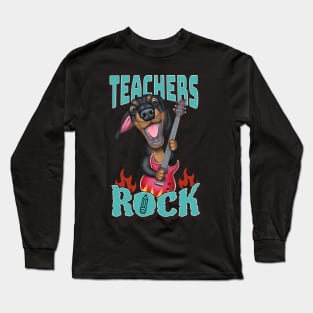 Funny Cute Doxie  Dachshund Dog Teachers Rock Fur Baby Long Sleeve T-Shirt